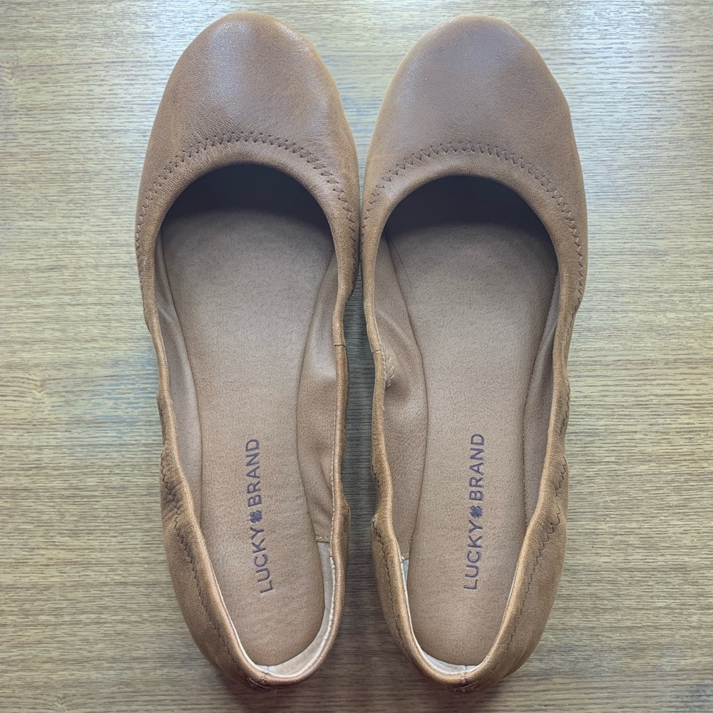 Lucky Brand Emmie Flat, Light Cognac, Size 9